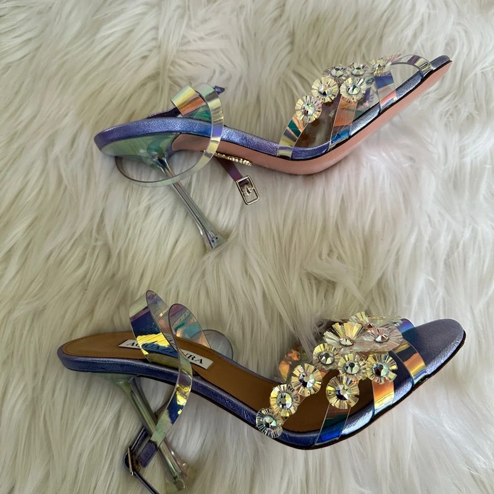 Aquazzura
Meteorite PVC Embellished Ankle-Strap Sandals - Picture 8 of 13
